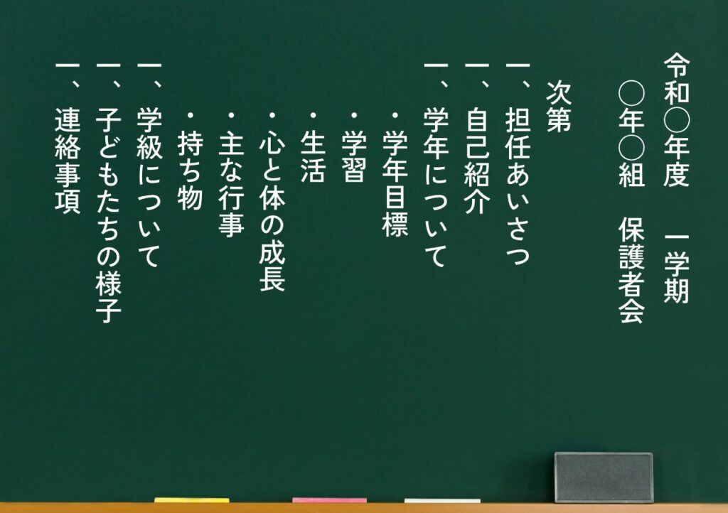 保護者会のプログラム