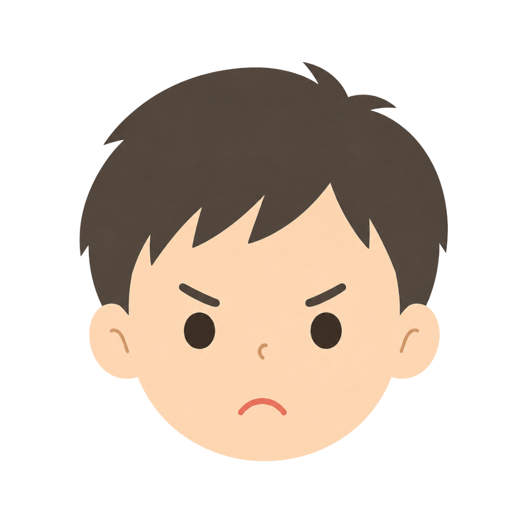 子どもAの顔（怒る）イラスト