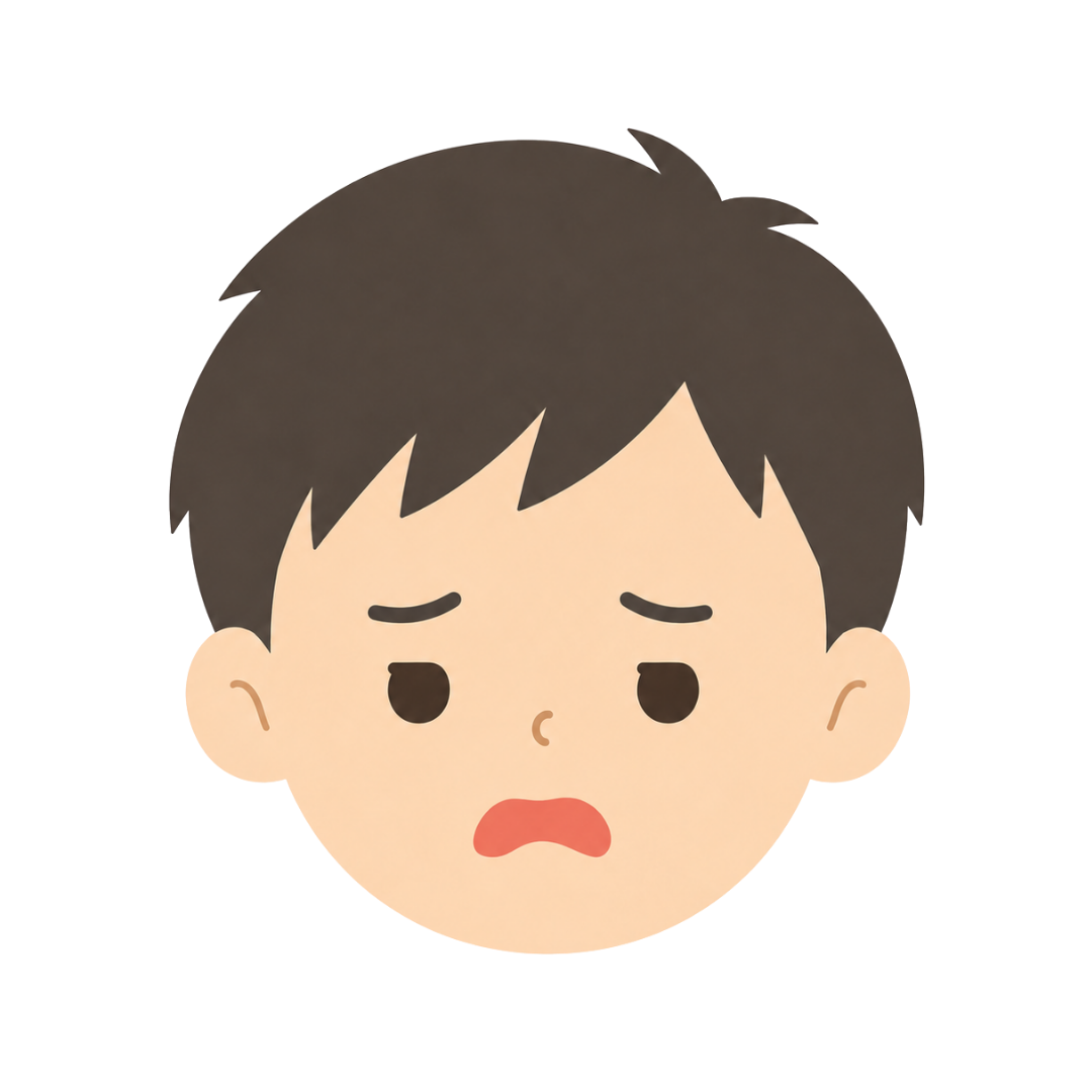 子どもAの顔（嫌がる）イラスト