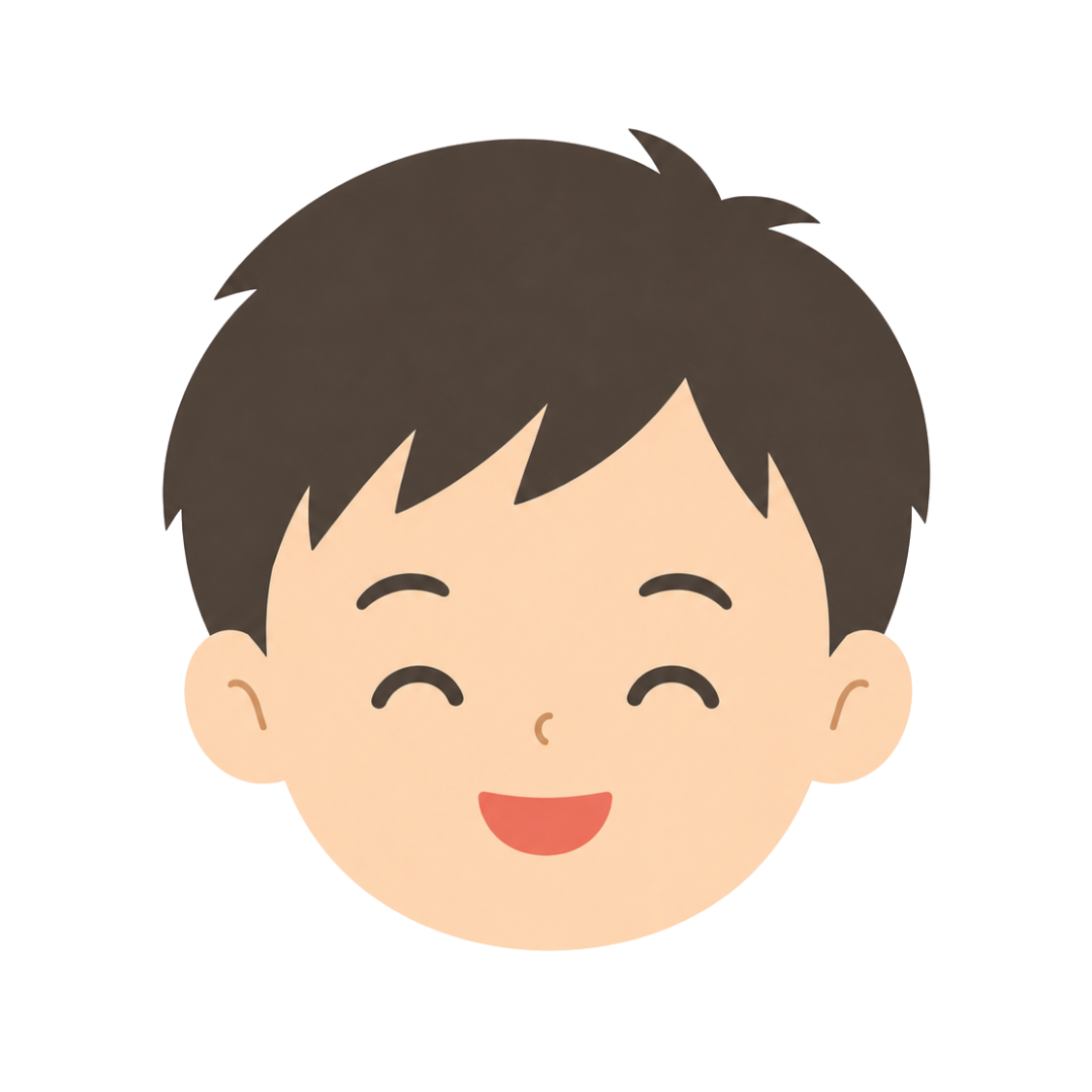 子どもAの顔（喜ぶ）イラスト
