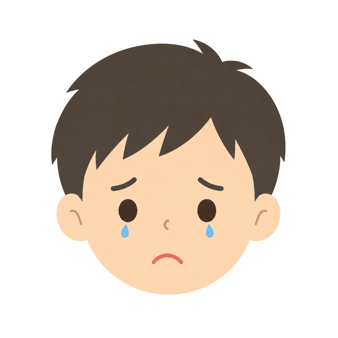 子どもAの顔（悲しむ）イラスト