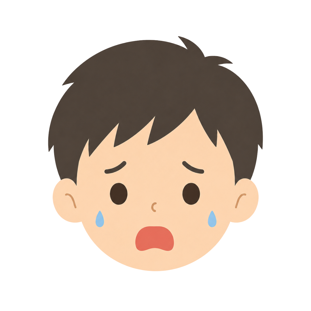 子どもAの顔（恐がる）イラスト