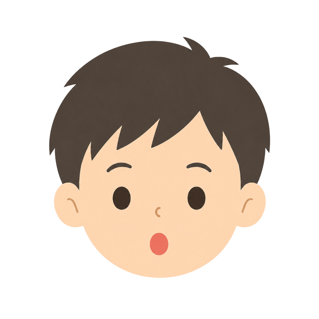 子どもAの顔（驚く）イラスト