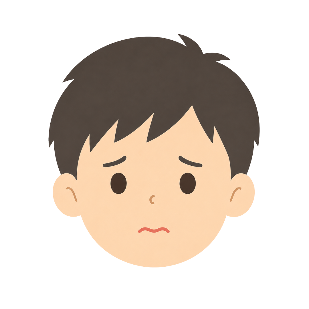 子どもAの顔（悩む）イラスト
