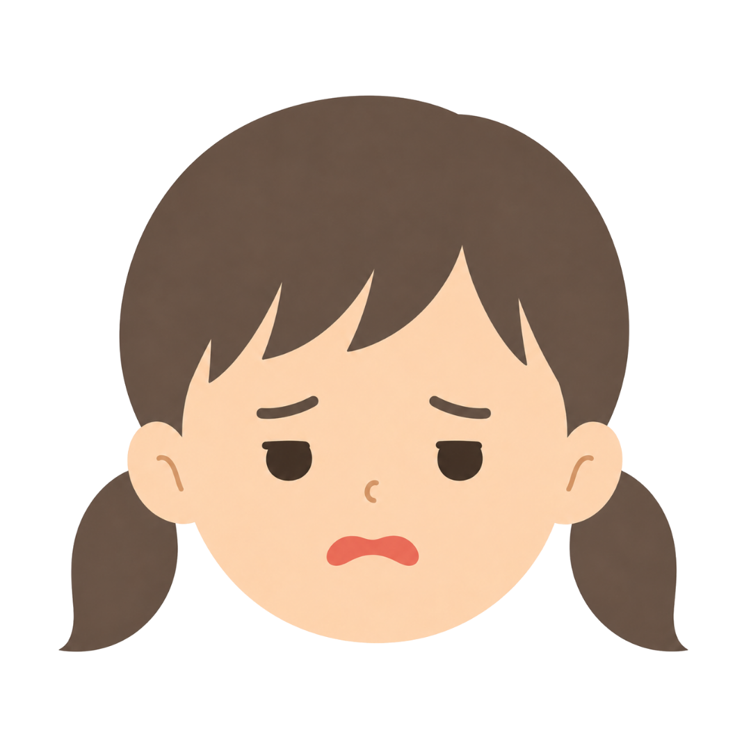 子どもBの顔（嫌がる）イラスト