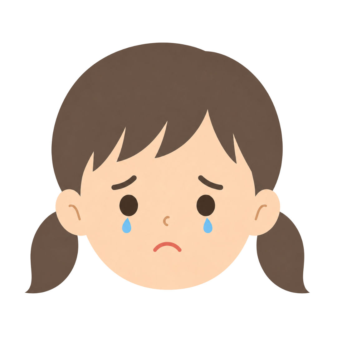 子どもBの顔（悲しむ）イラスト