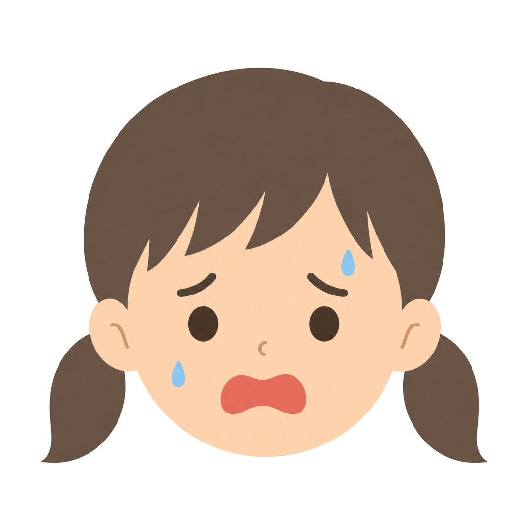 子どもBの顔（恐がる）イラスト
