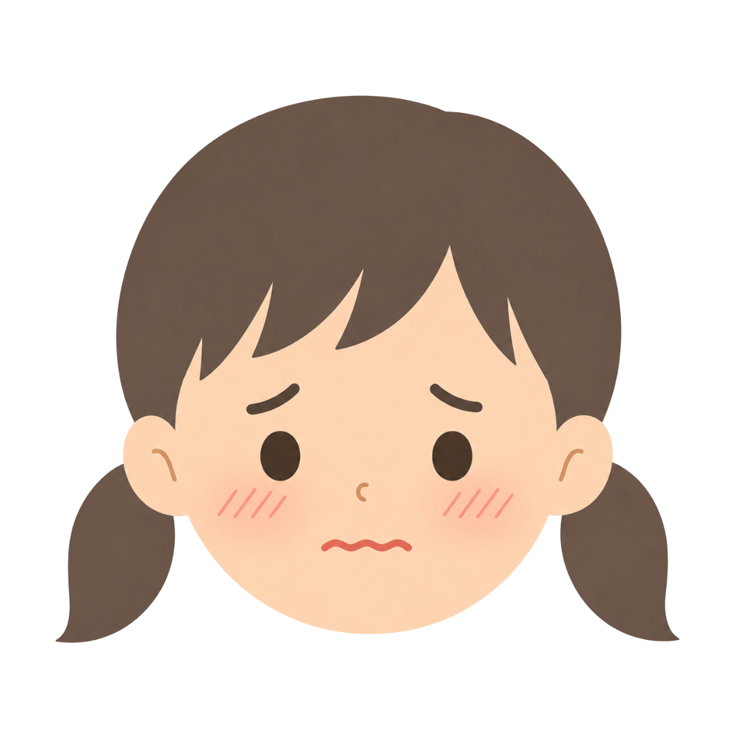 子どもBの顔（恥ずかしがる）イラスト