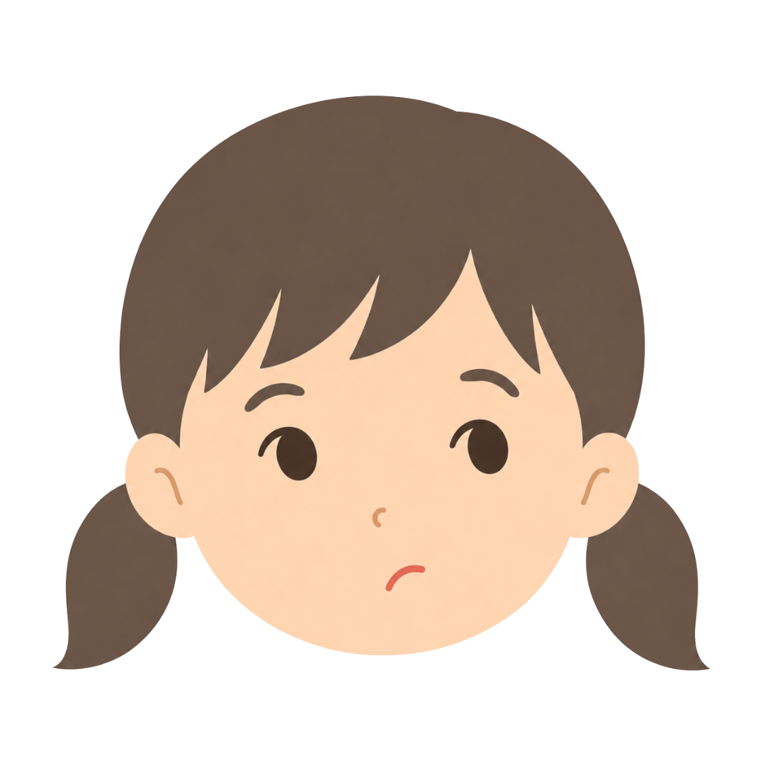 子どもBの顔（考える）イラスト