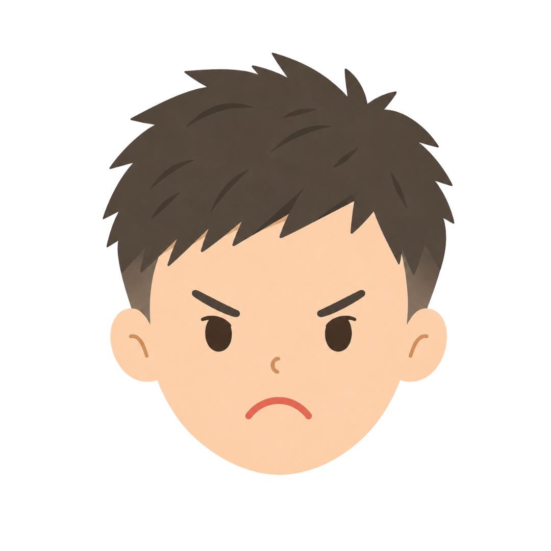 子どもCの顔（怒る）イラスト