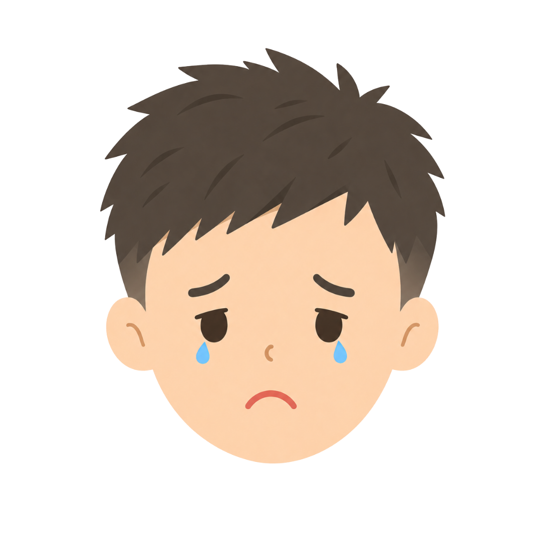 子どもCの顔（悲しむ）イラスト