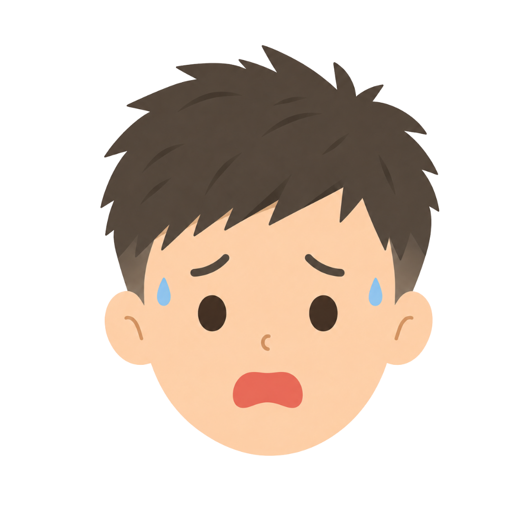 子どもCの顔（恐がる）イラスト