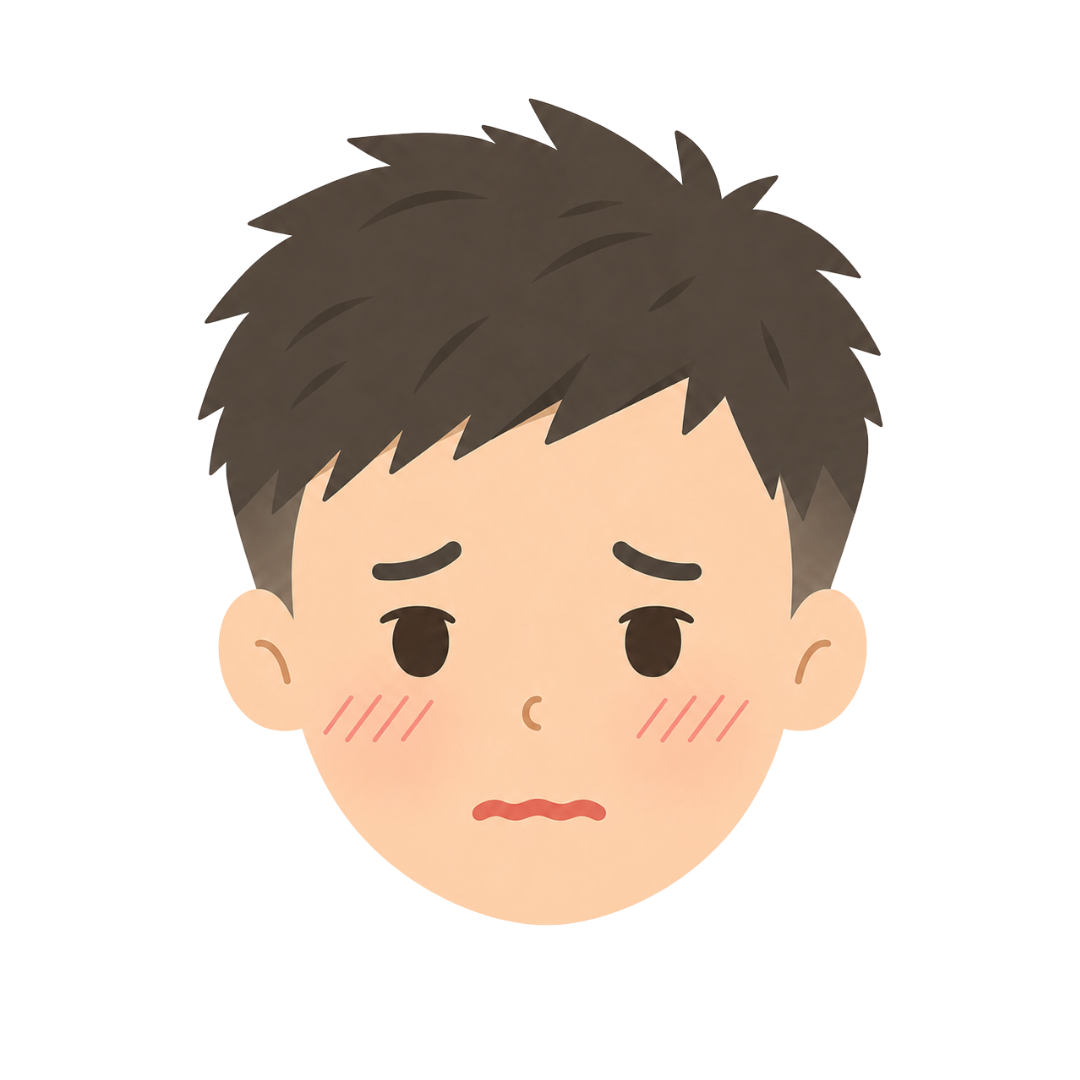 子どもCの顔（恥ずかしがる）イラスト