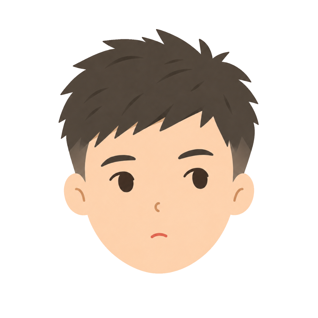子どもCの顔（考える）イラスト