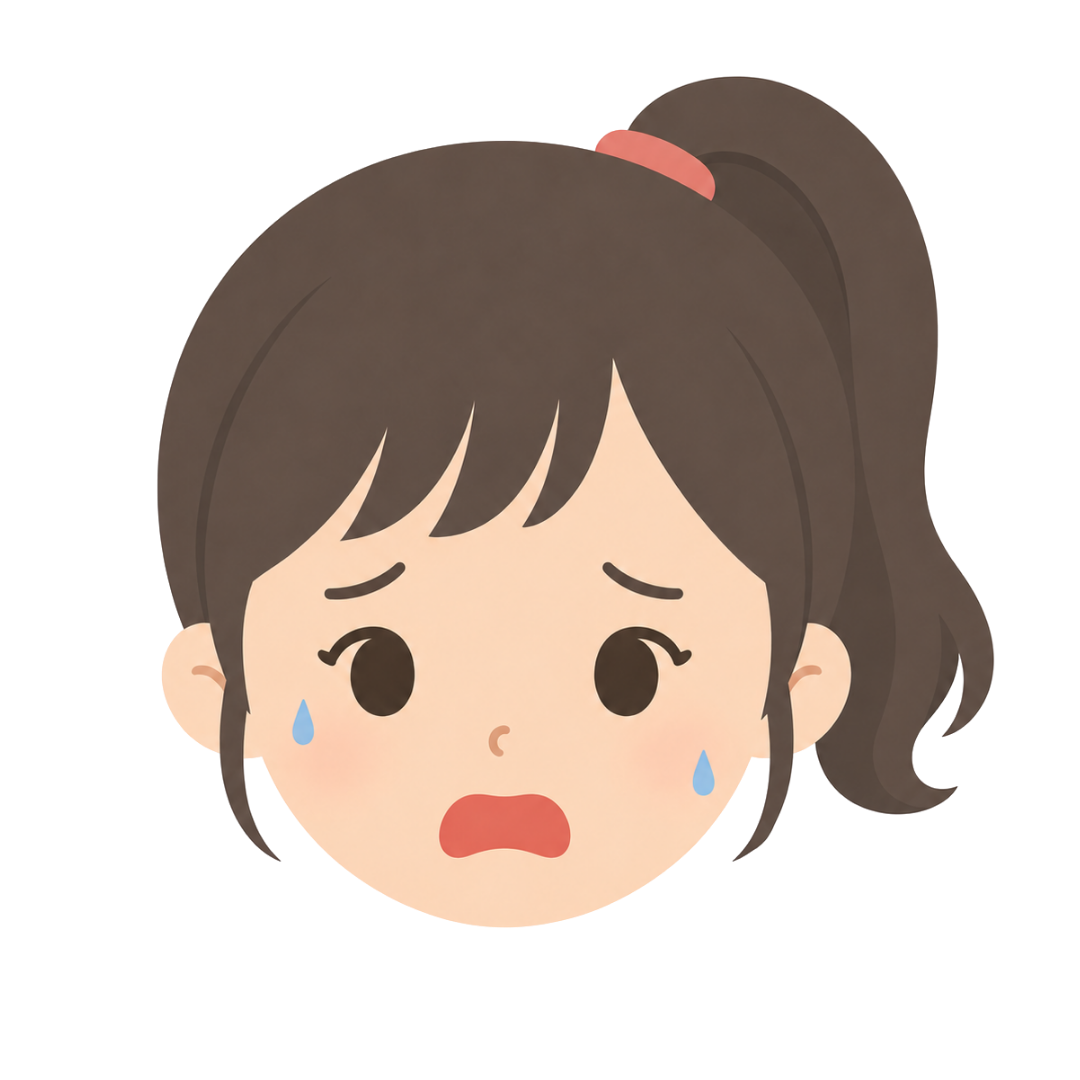 子どもDの顔（恐がる）イラスト