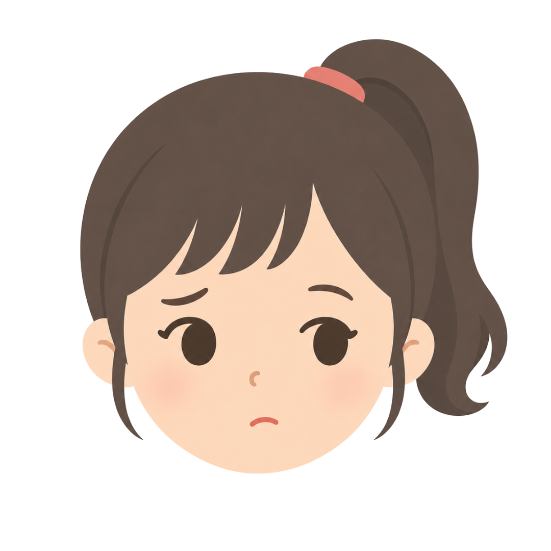 子どもDの顔（考える）イラスト
