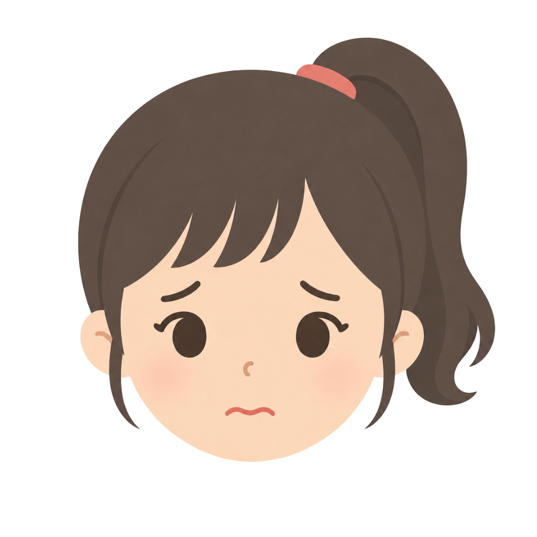 子どもDの顔（悩む）イラスト