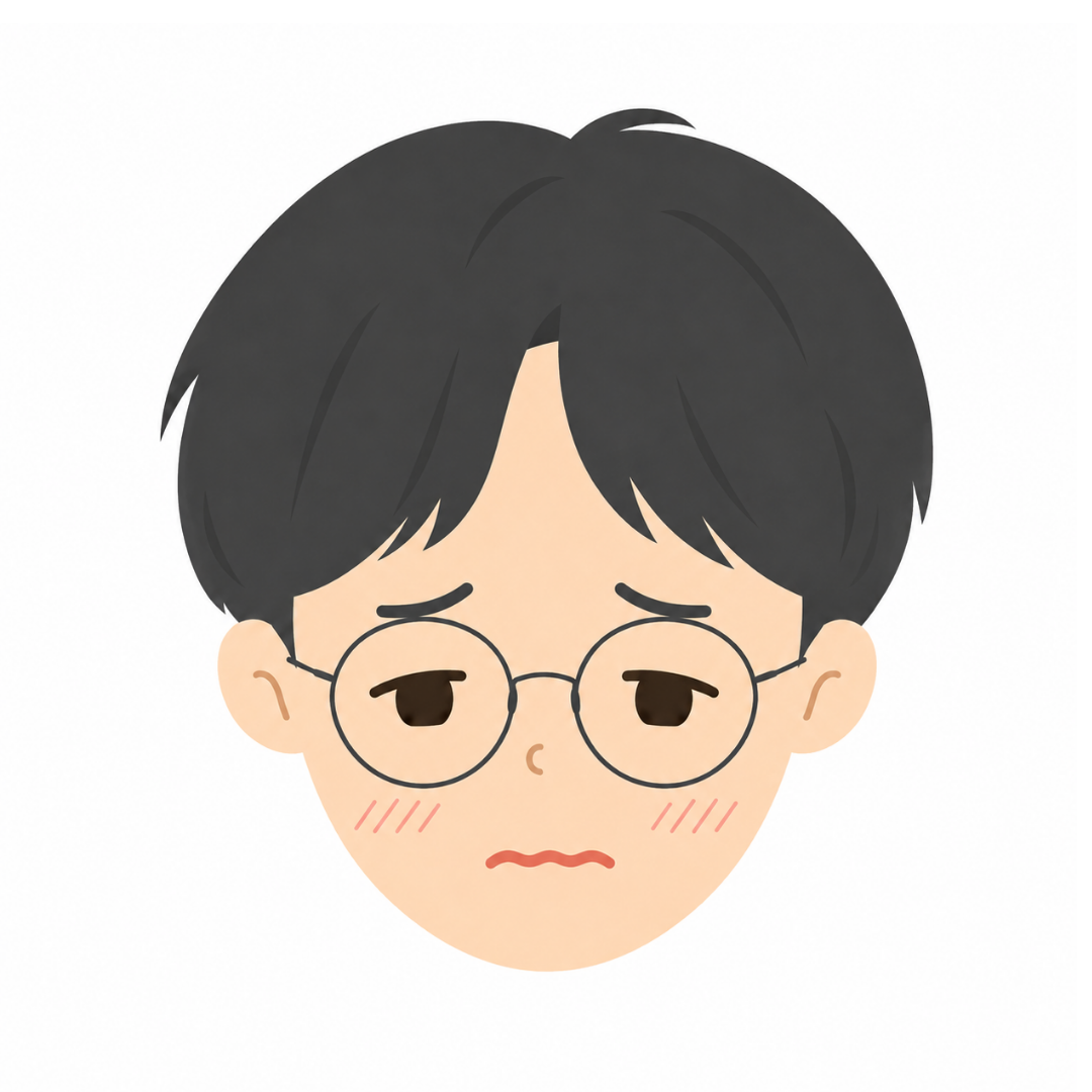 子どもEの顔（恥ずかしがる）イラスト