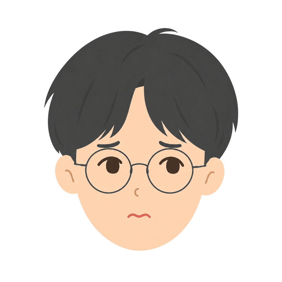 子どもEの顔（悩む）イラスト