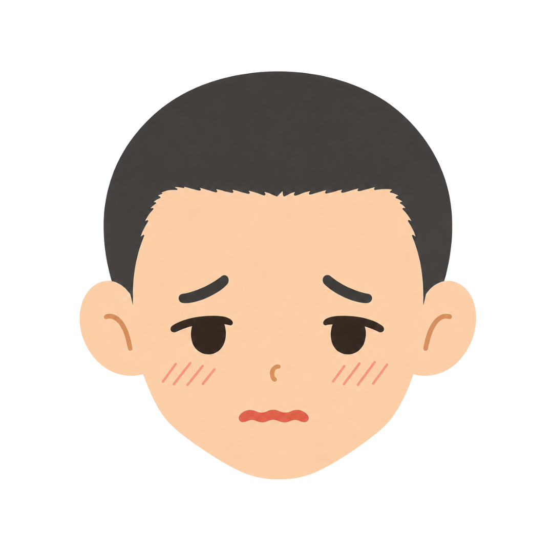 子どもGの顔（恥ずかしがる）イラス