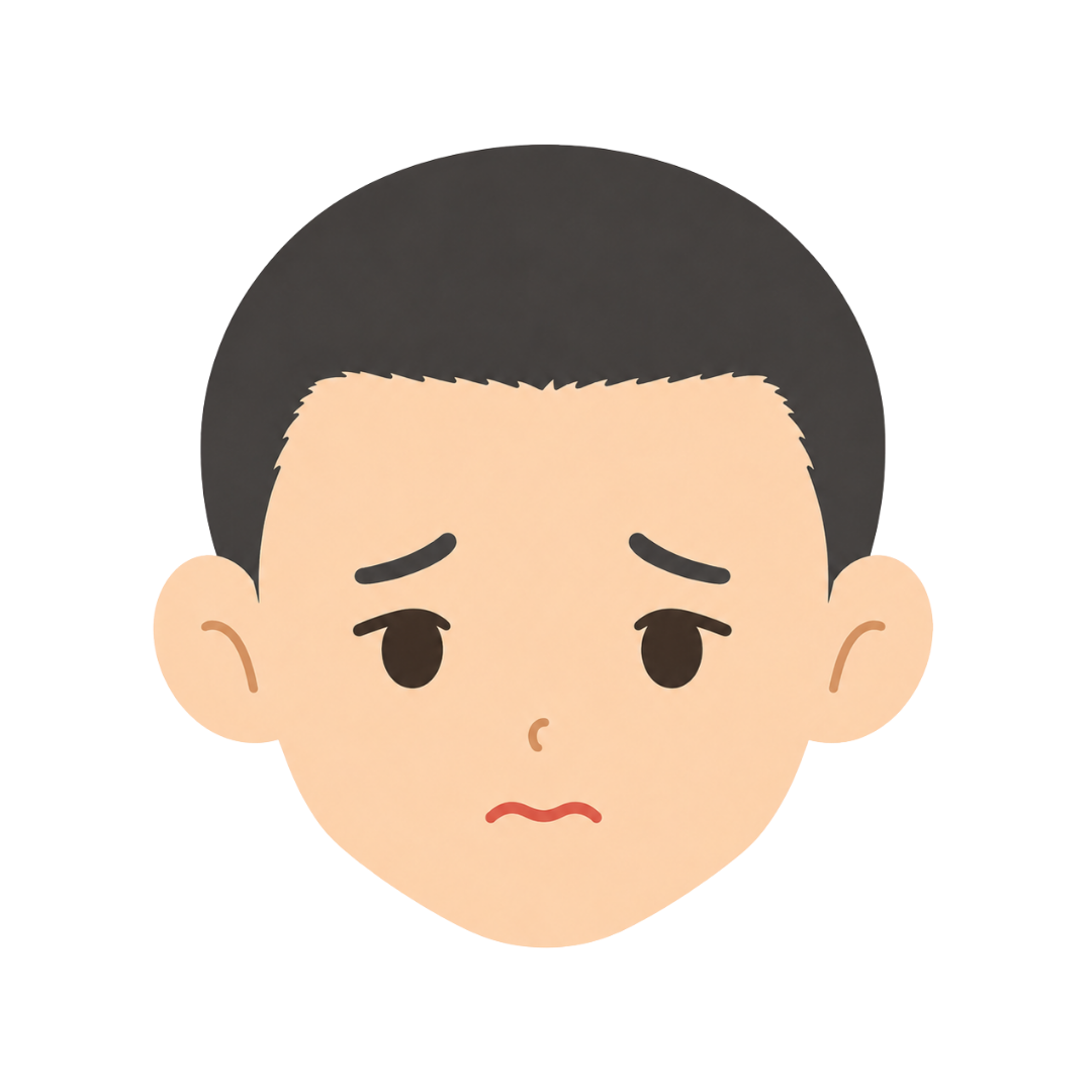 子どもGの顔（悩む）イラスト