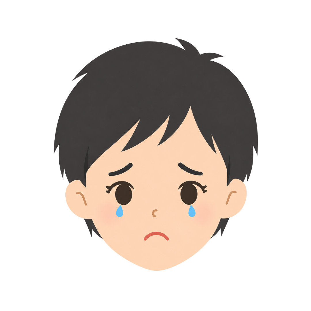 子どもHの顔（悲しむ）イラスト