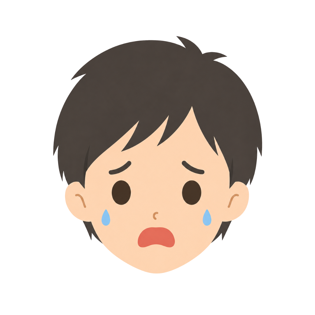 子どもHの顔（恐がる）イラスト