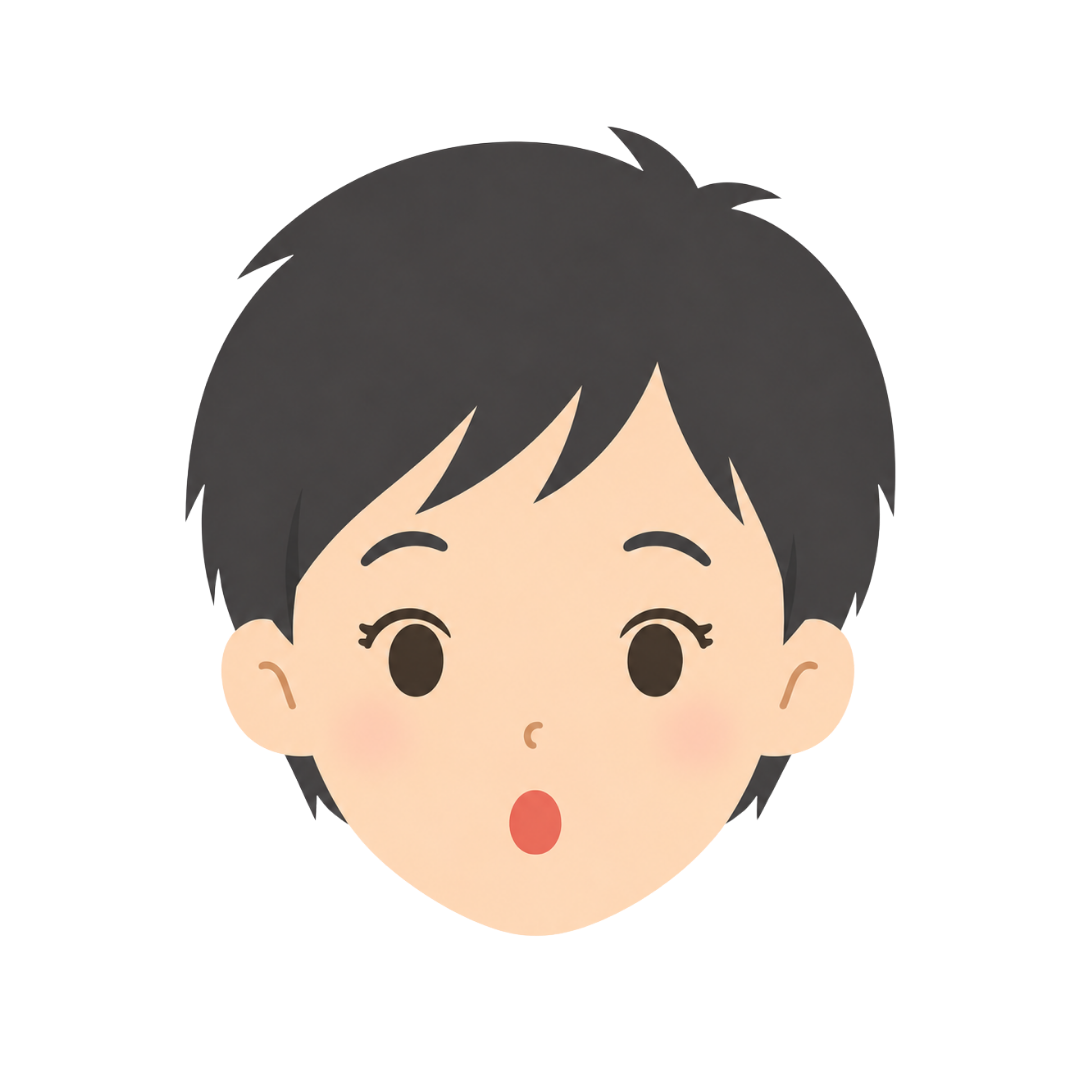 子どもHの顔（驚く）イラスト