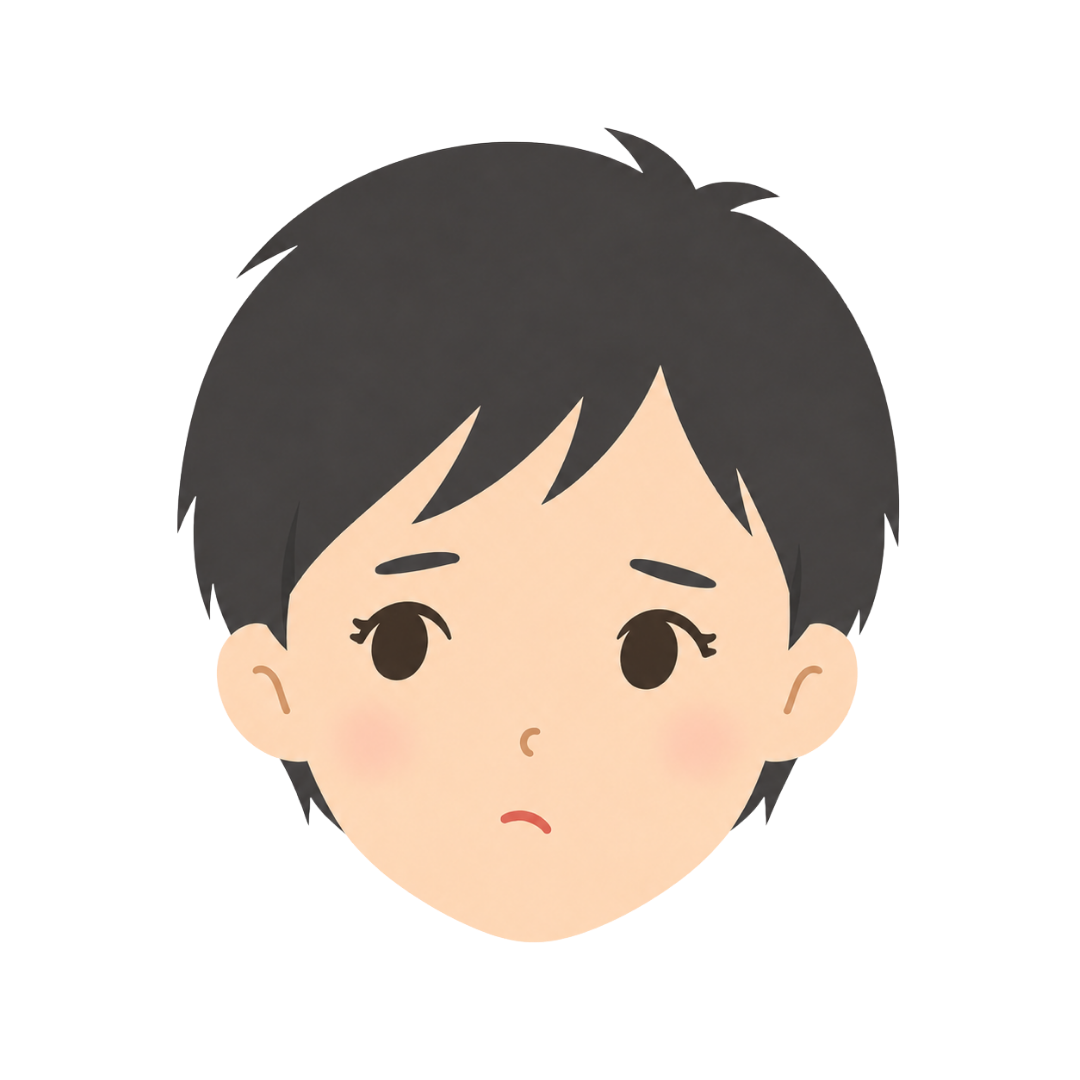 子どもHの顔（考える）イラスト
