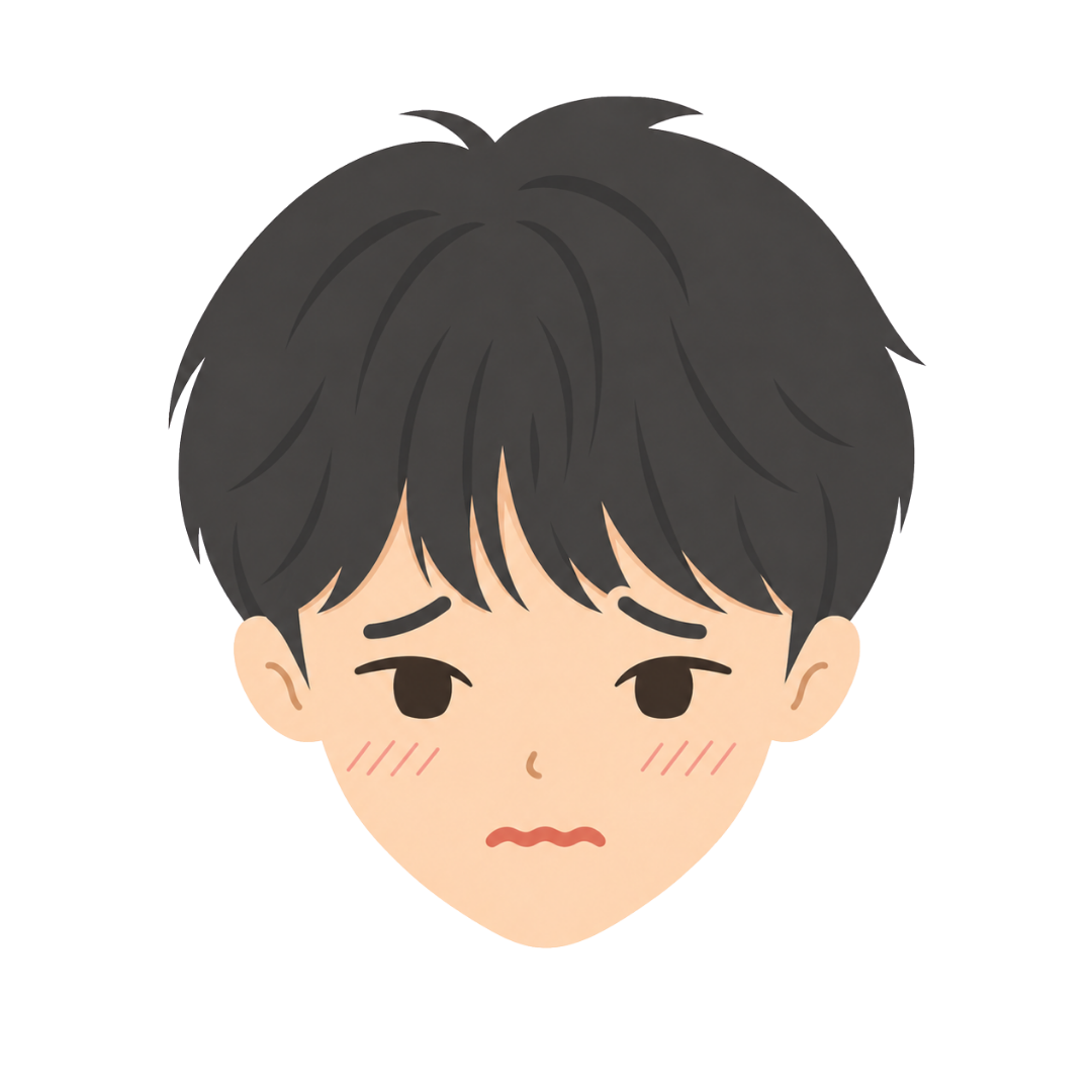 子どもIの顔（恥ずかしがる）イラスト