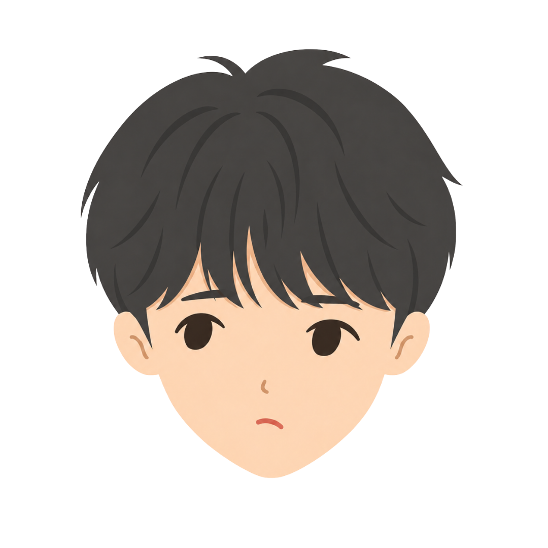 子どもIの顔（考える）イラスト