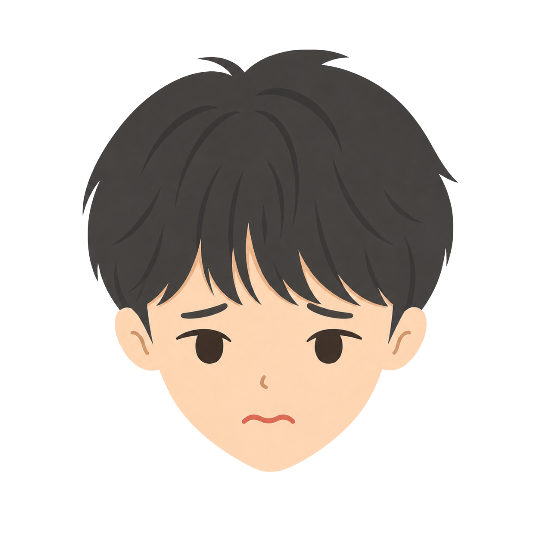 子どもIの顔（悩む）イラスト