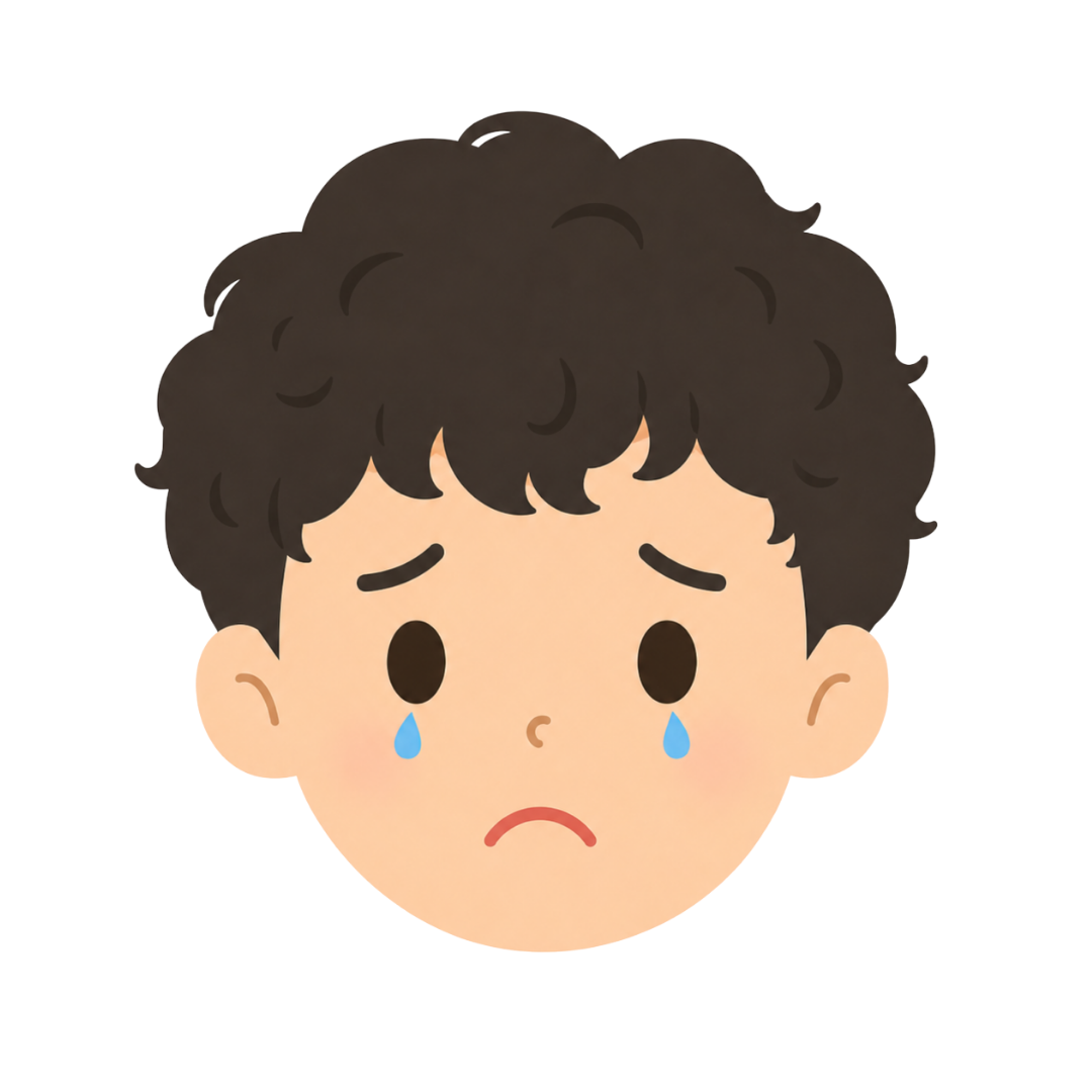 子どもKの顔（悲しむ）イラスト
