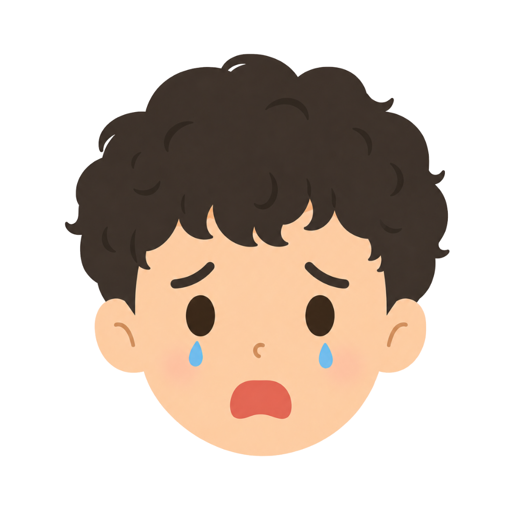 子どもKの顔（恐がる）イラスト