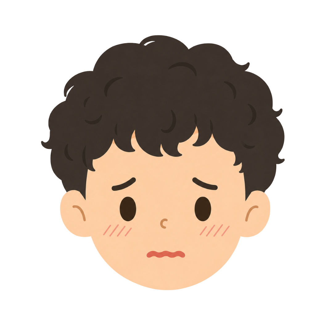 子どもKの顔（恥ずかしがる）イラスト