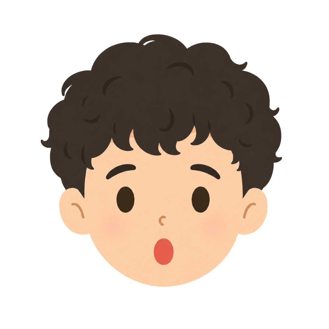子どもKの顔（驚く）イラスト