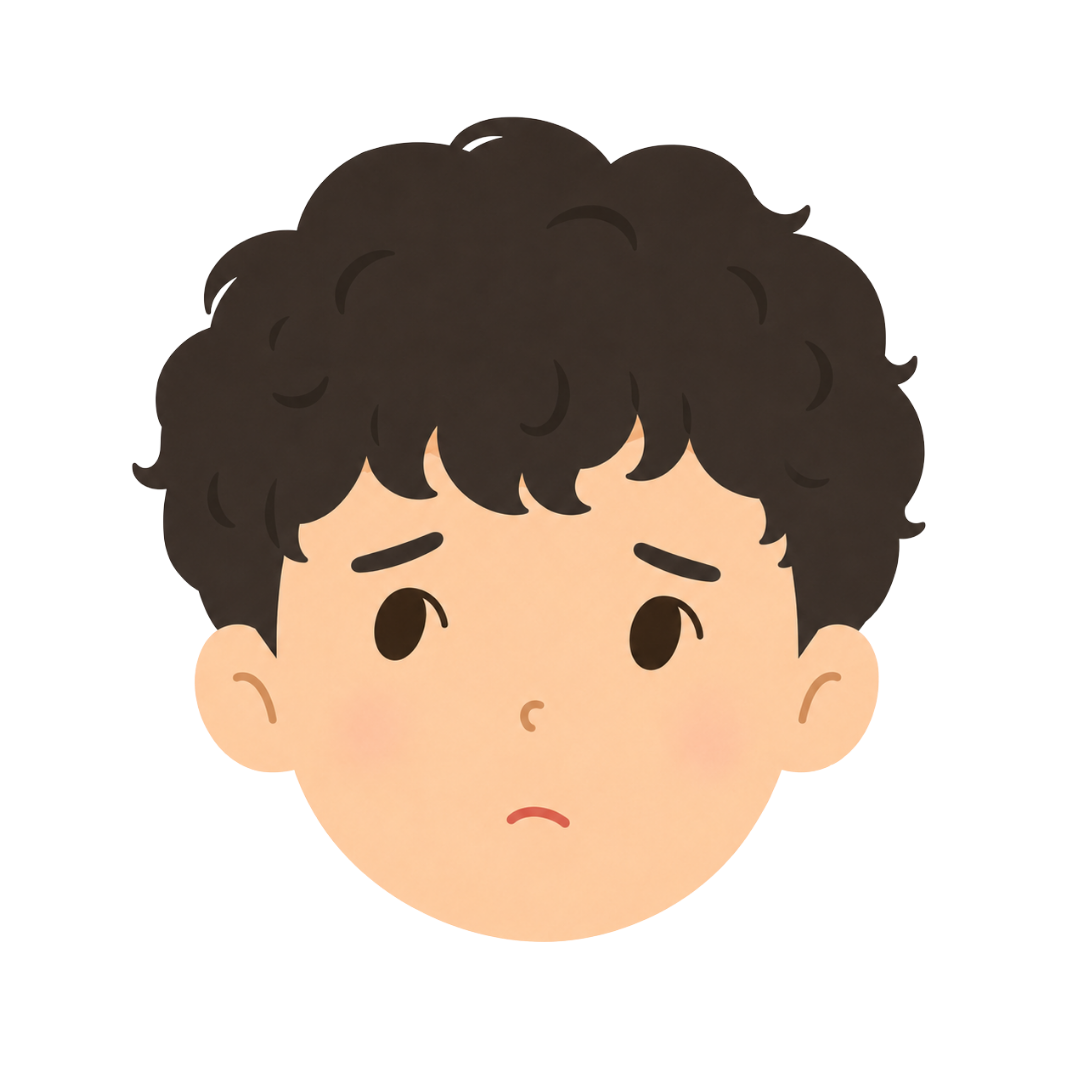 子どもKの顔（考える）イラスト