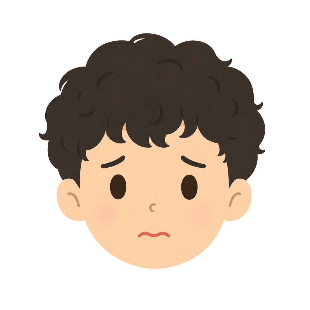 子どもKの顔（悩む）イラスト