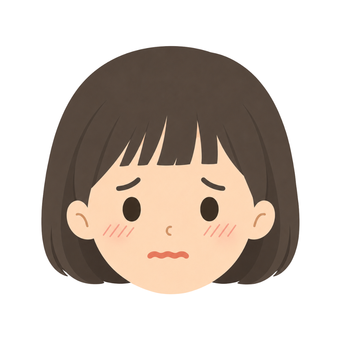 子どもLの顔（恥ずかしがる）イラスト