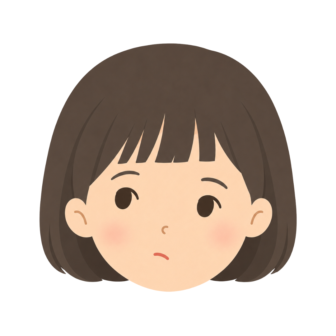 子どもLの顔（考える）イラスト