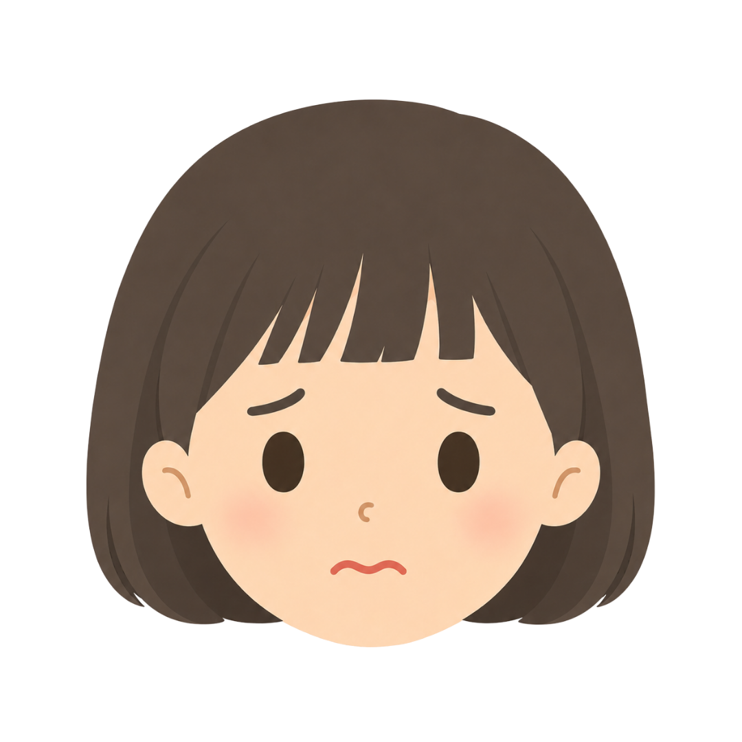 子どもLの顔（悩む）イラスト