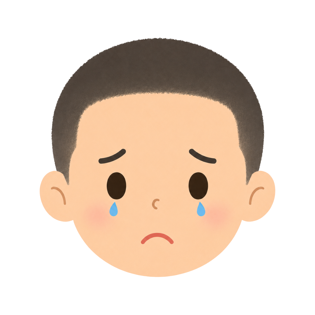 子どもOの顔（悲しむ）イラスト