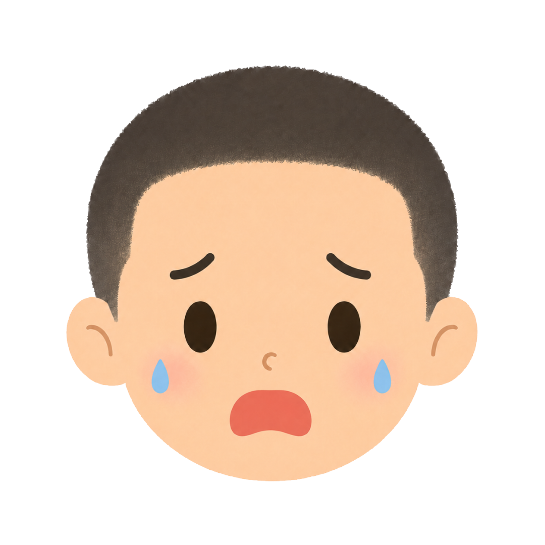 子どもOの顔（恐がる）イラスト