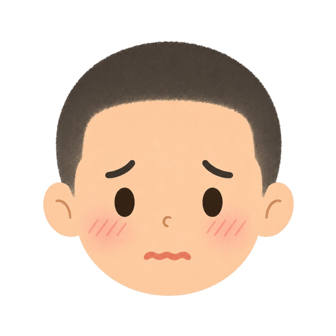 子どもOの顔（恥ずかしがる）イラスト