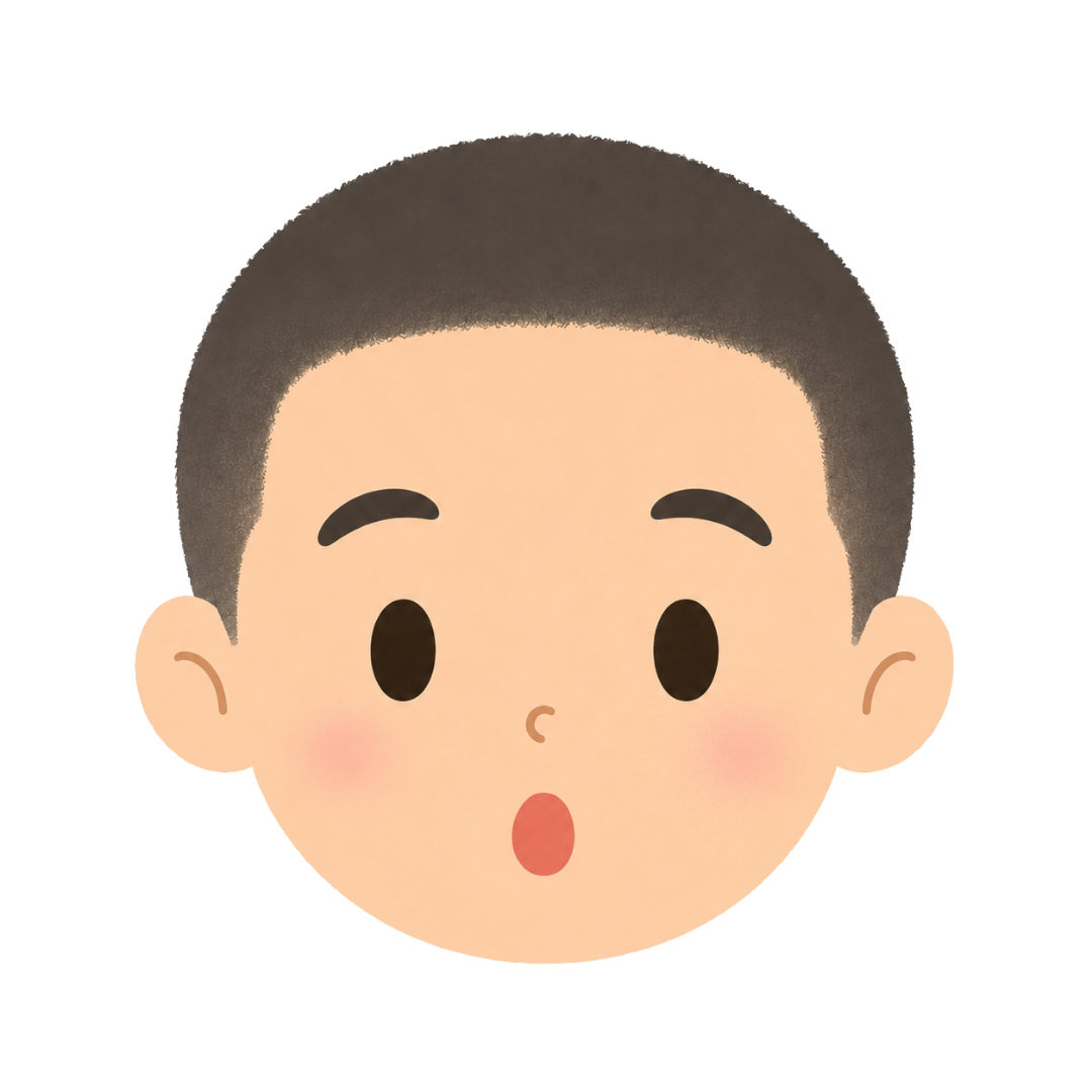 子どもOの顔（驚く）イラスト