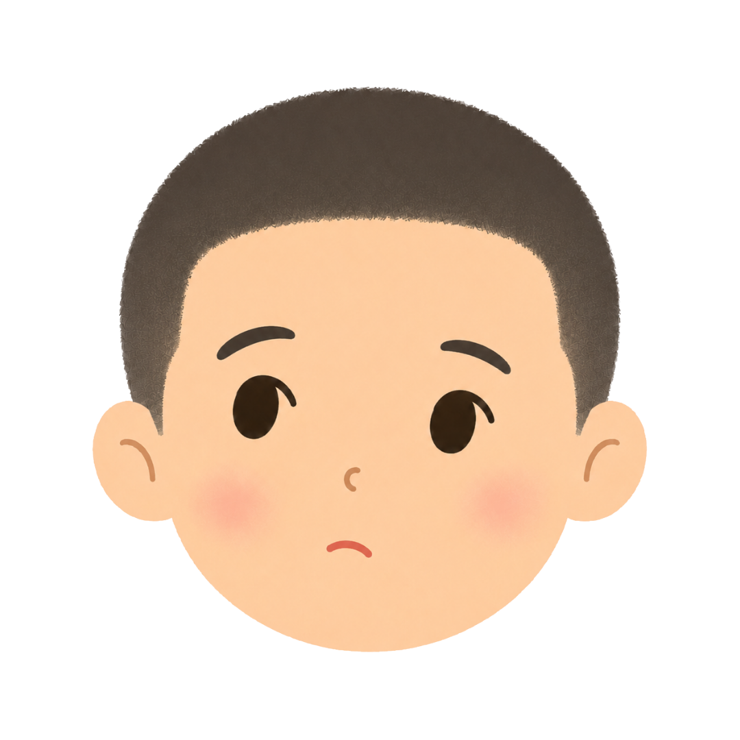 子どもOの顔（考える）イラスト
