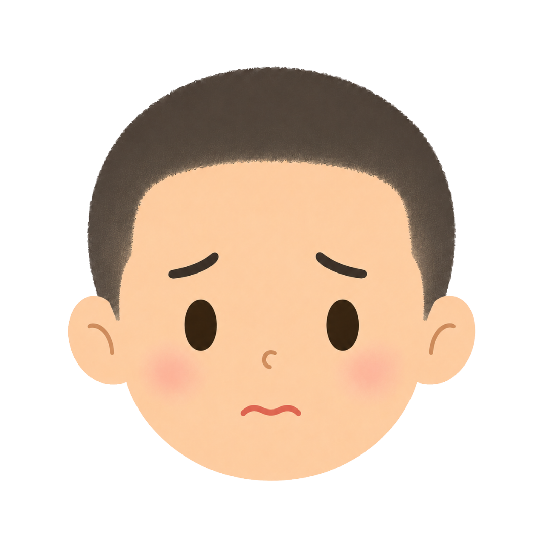 子どもOの顔（悩む）イラスト