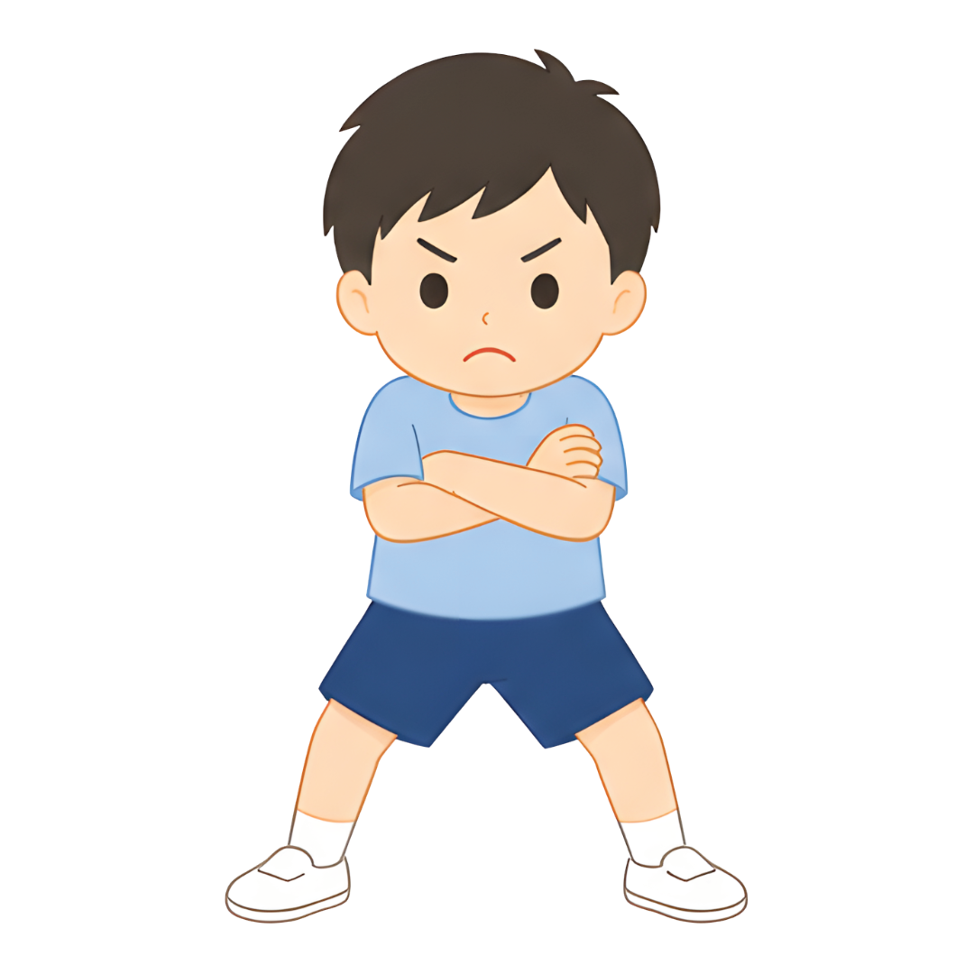 子どもAの全身（怒る）イラスト