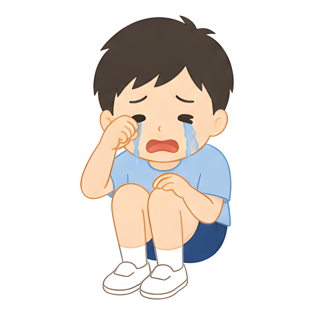 子どもAの全身（悲しむ）イラスト