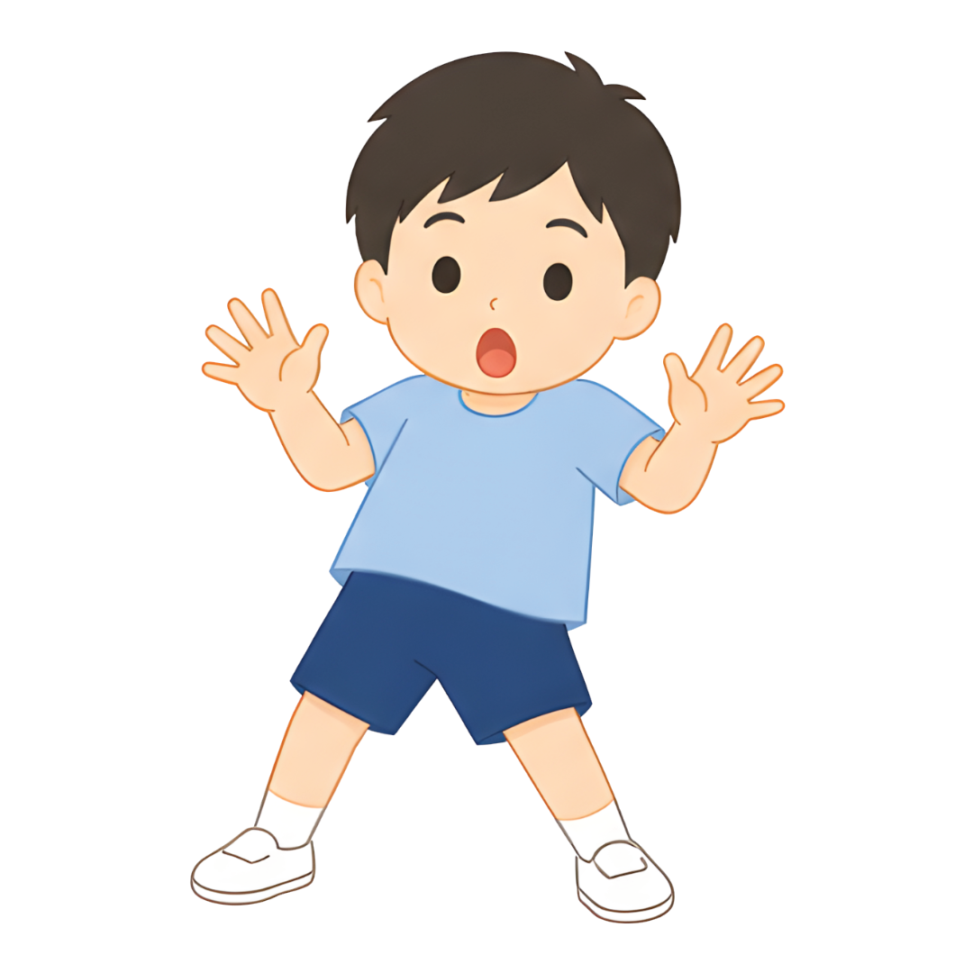 子どもAの全身（驚く）イラスト